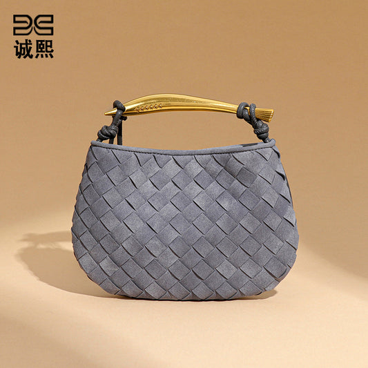 时尚小众百搭手提沙丁鱼饺子包手工编织女士包磨砂潮流单肩斜挎包