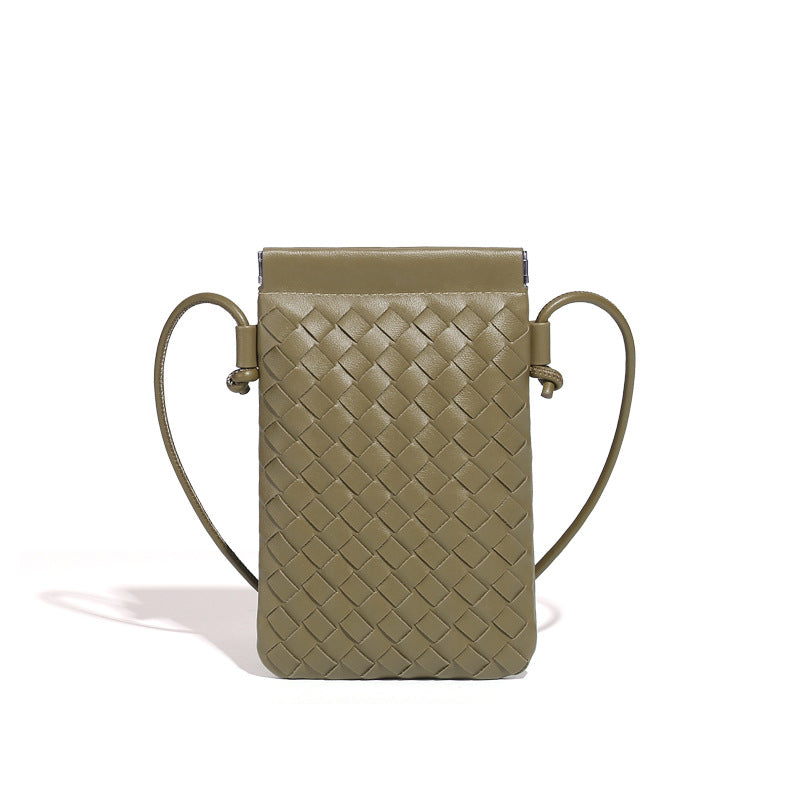 设计感竖款编织手机包定制时尚小包斜挎零钱包mini钥匙卡包单肩包