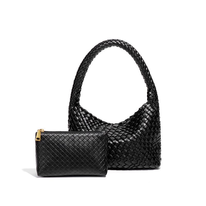 潮流复古小众腋下包时尚休闲百搭手工编织包软皮大容量手提子母包