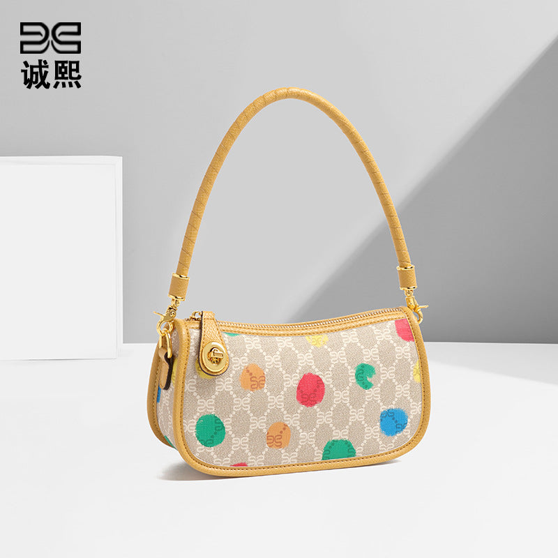 加工定制包包批发时尚撞色老花印花PVC腋下小方包单肩斜挎麻将包