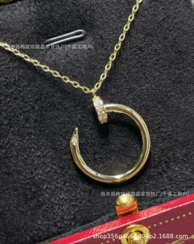 高版本卡家满钻钉子项链女潮流轻奢名媛同款高级感锁骨链厂家直销