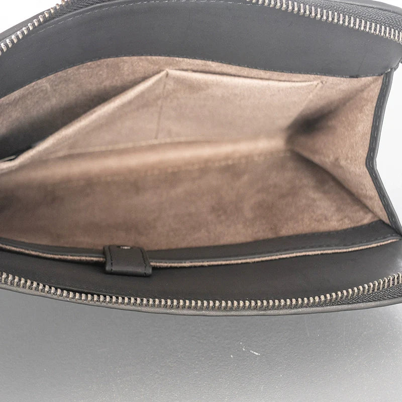 X&BV潮牌新款编织手包男真皮休闲男士手拿包信封包大容量A4文件包