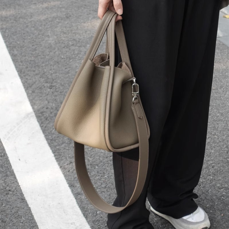 高级感头层牛皮togo水桶包菜篮子包包斜挎单肩手提包女 无痕代发