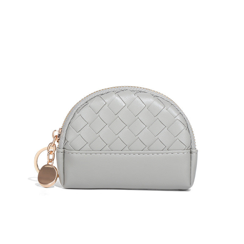 2025新款女包手工编织女钱包简约零钱包钱夹PU皮革小拉链化妆包包