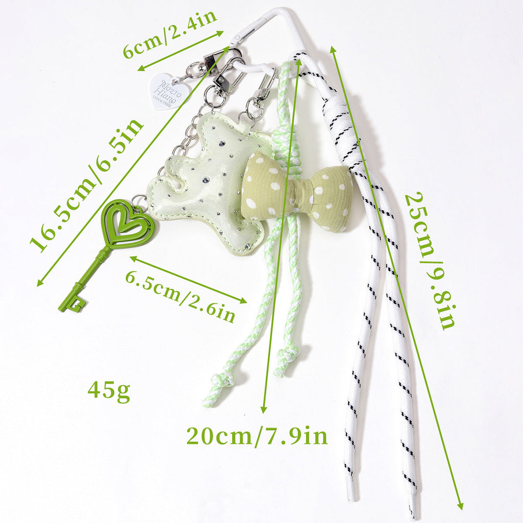 包饰工厂原创配搭PU皮革钻皮小熊包包挂件爱心金属钥匙蝴蝶结定制