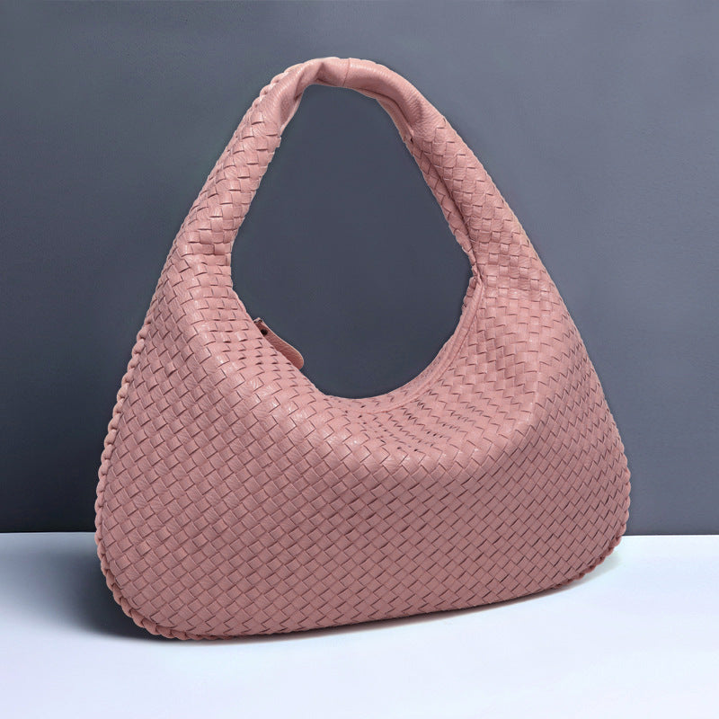 外贸大容量手工编织女包时尚单肩腋下包欧美潮流月牙包饺子新月包