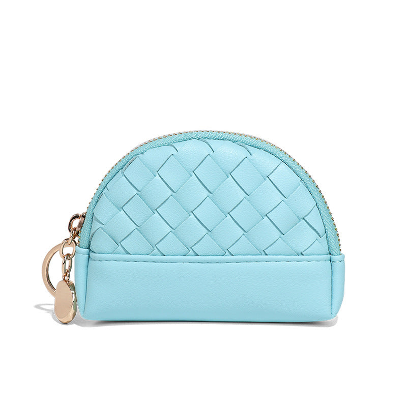 2025新款女包手工编织女钱包简约零钱包钱夹PU皮革小拉链化妆包包
