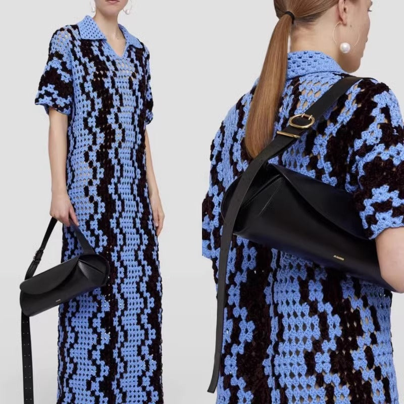 高级感真皮法棍包中古腋下包2023时尚休闲单肩斜挎包牛皮圆筒包潮