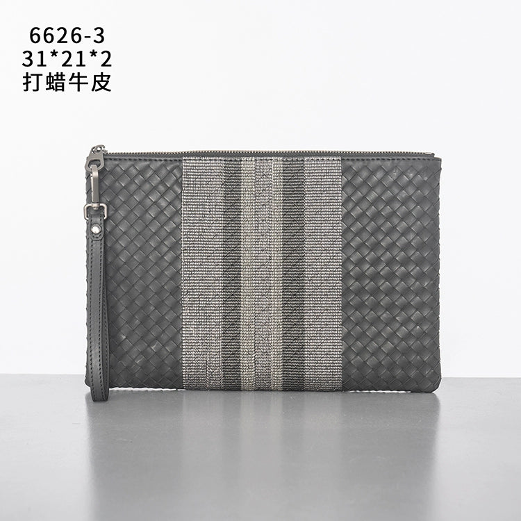 X&BV潮牌编织男士手包真皮大容量手拿包男商务信封包休闲夹包时尚