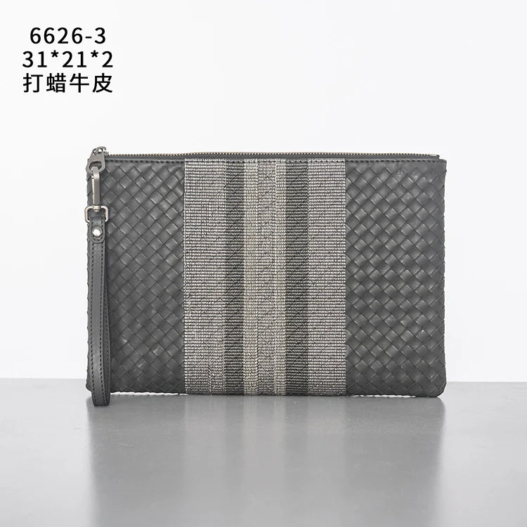 X&BV潮牌编织男士手包真皮大容量手拿包男商务信封包休闲夹包时尚