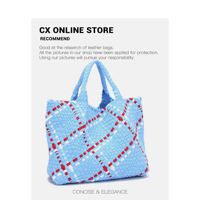 现货批发新款包包女2025韩版时尚手提包编织撞色单肩包 一件代发