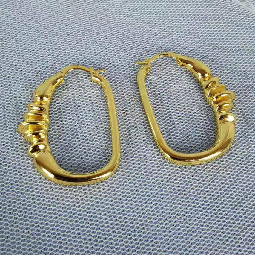 赛家欧美极简vintage圆圈耳环小众轻奢高级感不规则椭圆形耳圈