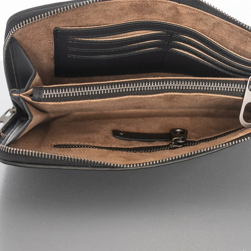 X&BV新款编织手包男真皮大容量商务休闲编织手拿包潮牌夹包手抓包