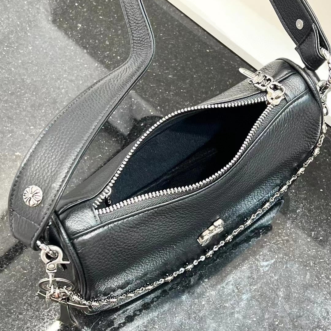 2024春季真皮鸡块包宝剑十字架链条小众腋下包个性时尚单肩包包女