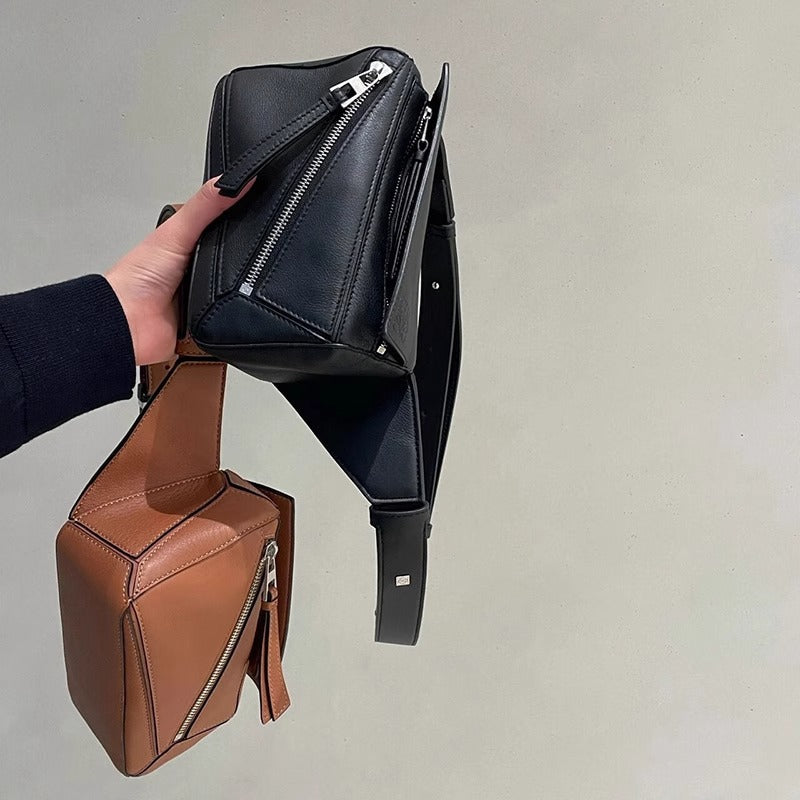 24新款经典Puzzle几何胸包真皮单肩斜挎男女包运动迷你牛皮腰包包