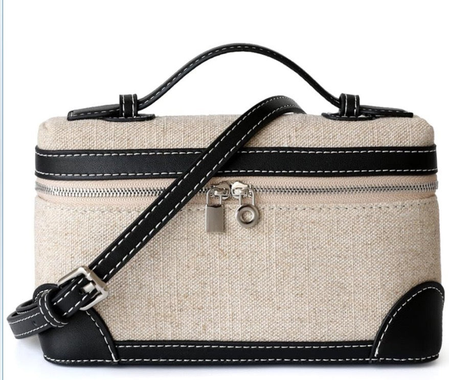 跨境LP饭盒包lp19盒子包真皮女包gigi同款piana手提单肩斜跨包女