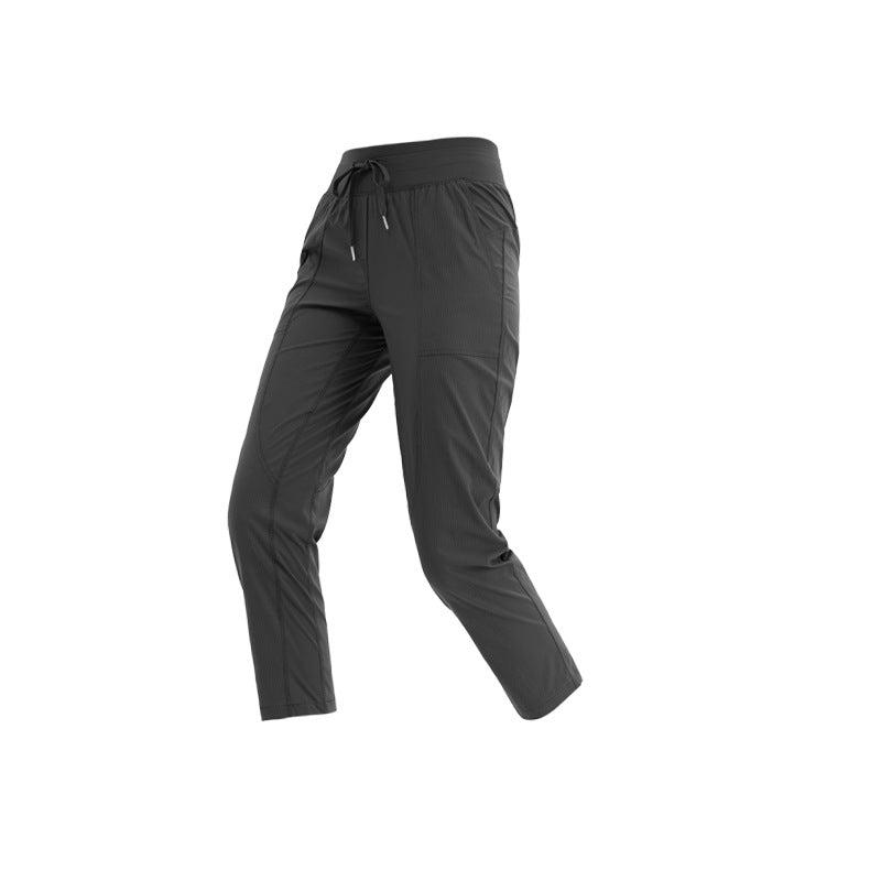 INFLACHI运动休闲裤女士透气速干抽绳宽松瑜伽裤跑步健身八分裤