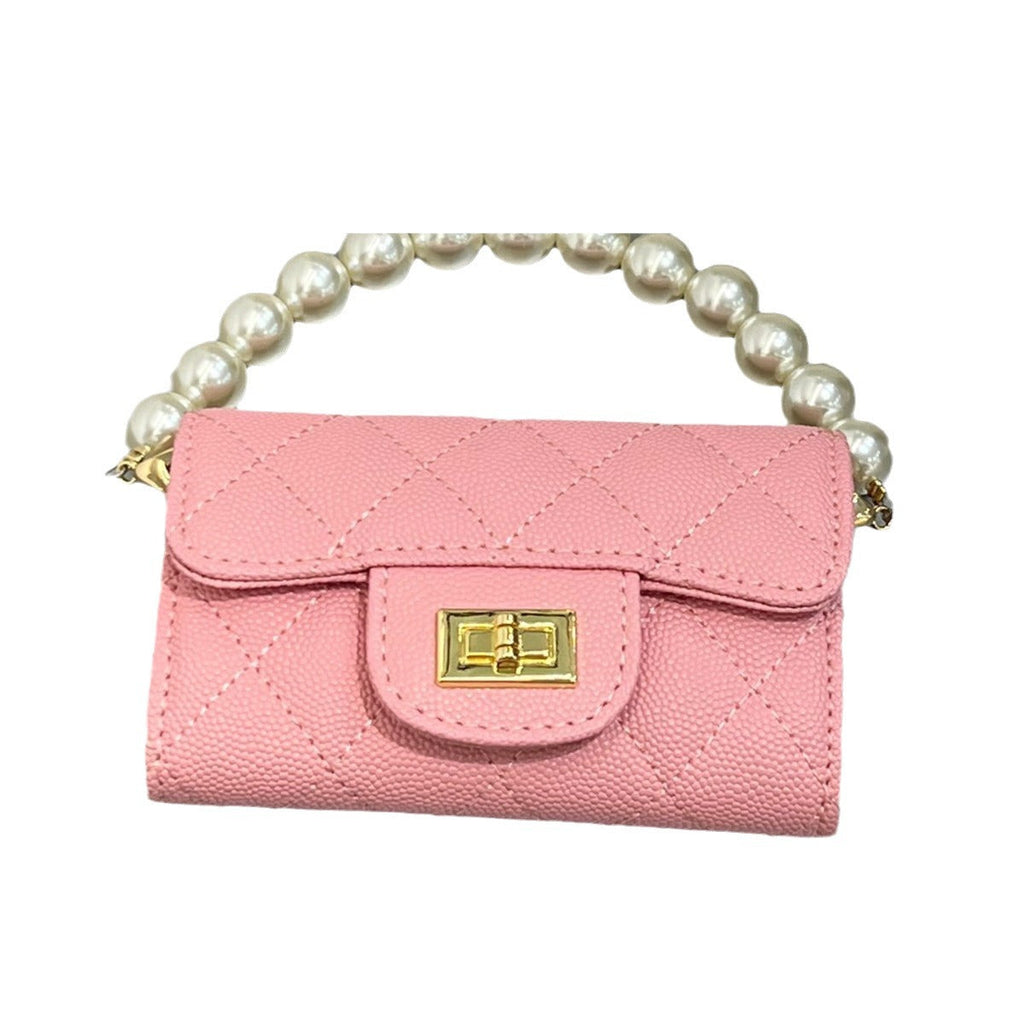 经典百搭港风口红包真皮鱼子酱菱格链条包高级小方包珍珠零钱包包