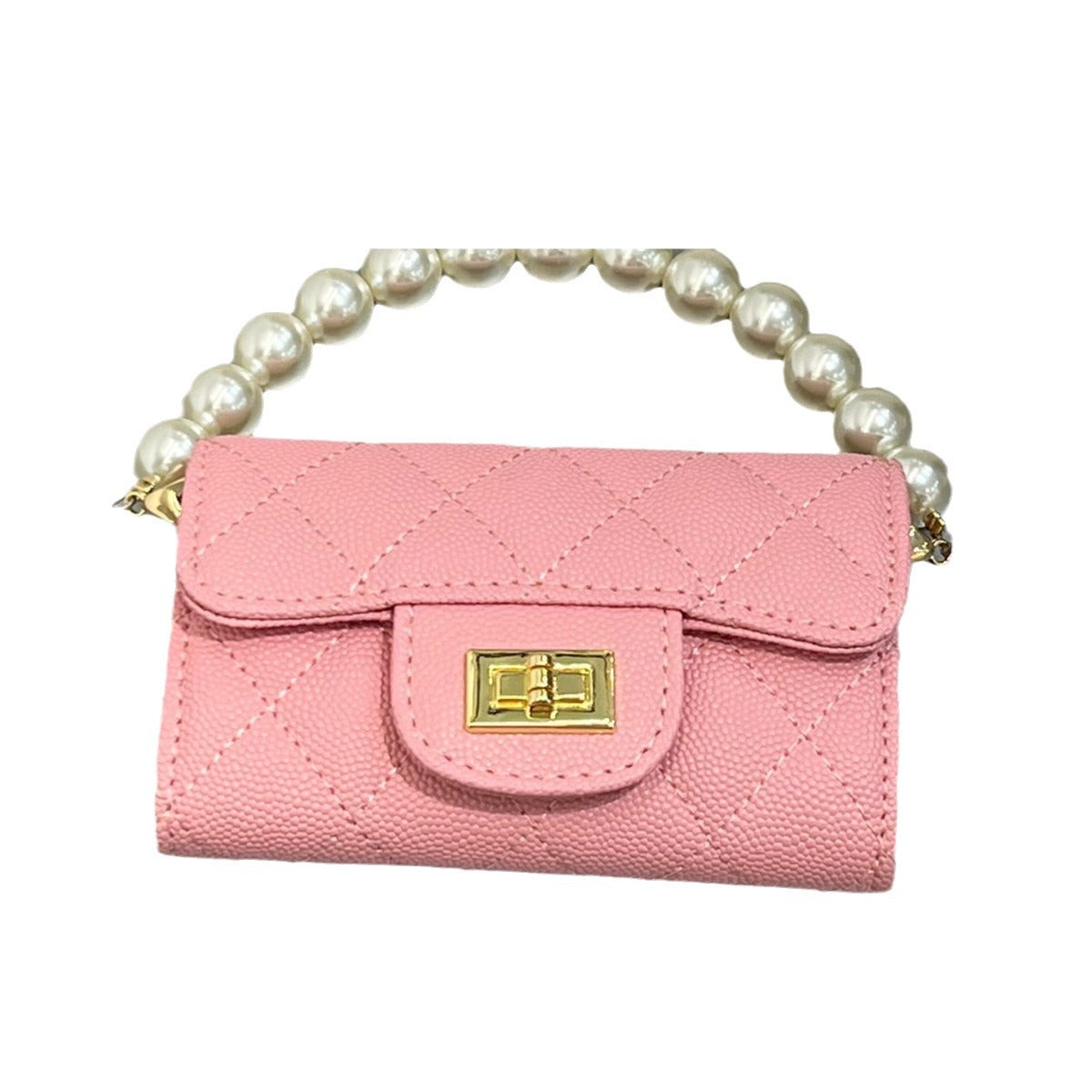 经典百搭港风口红包真皮鱼子酱菱格链条包高级小方包珍珠零钱包包