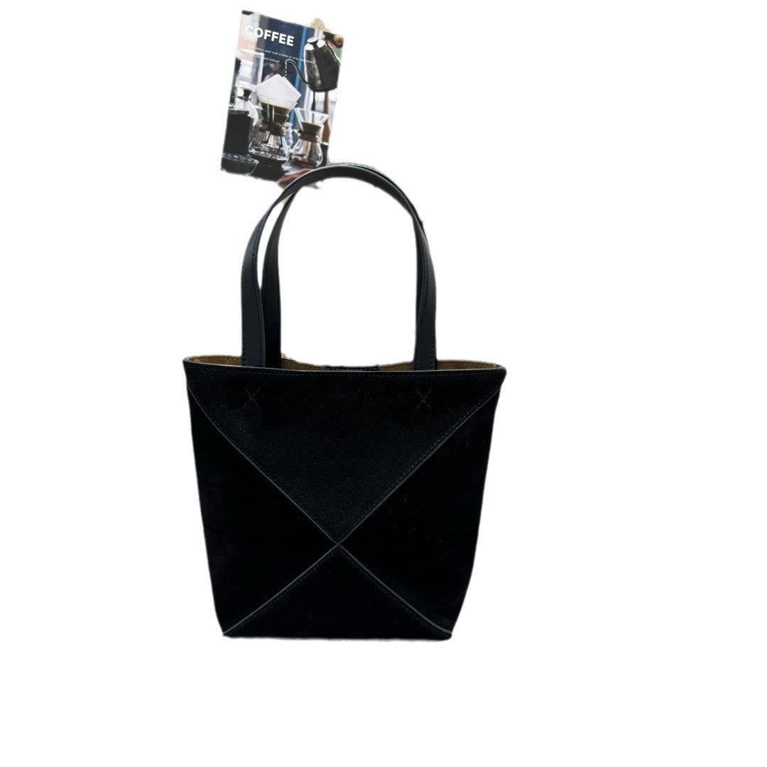 小众高级感磨砂牛皮手提包2024秋冬复古几何托特包单肩包斜挎包潮