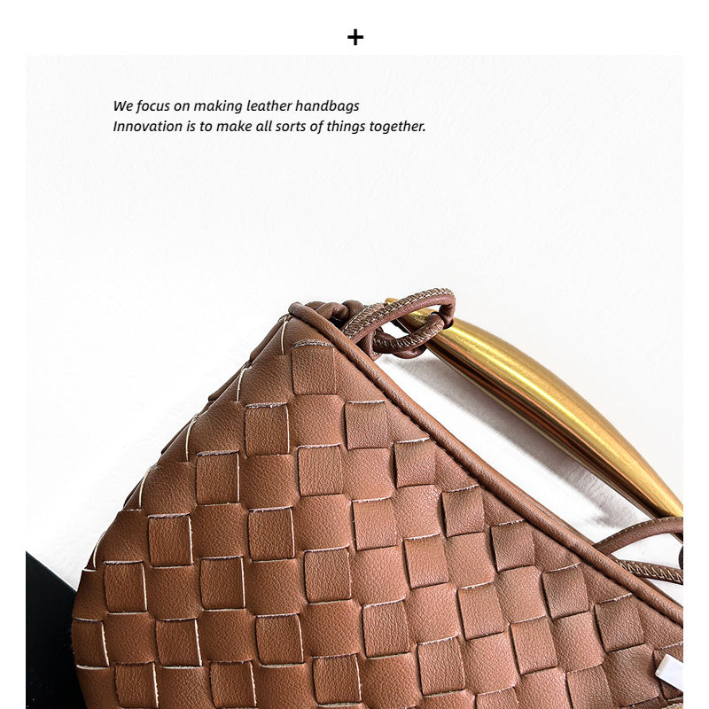 小众设计师编织新款金属手拎高级饺子包真皮牛皮休闲手提女士包包