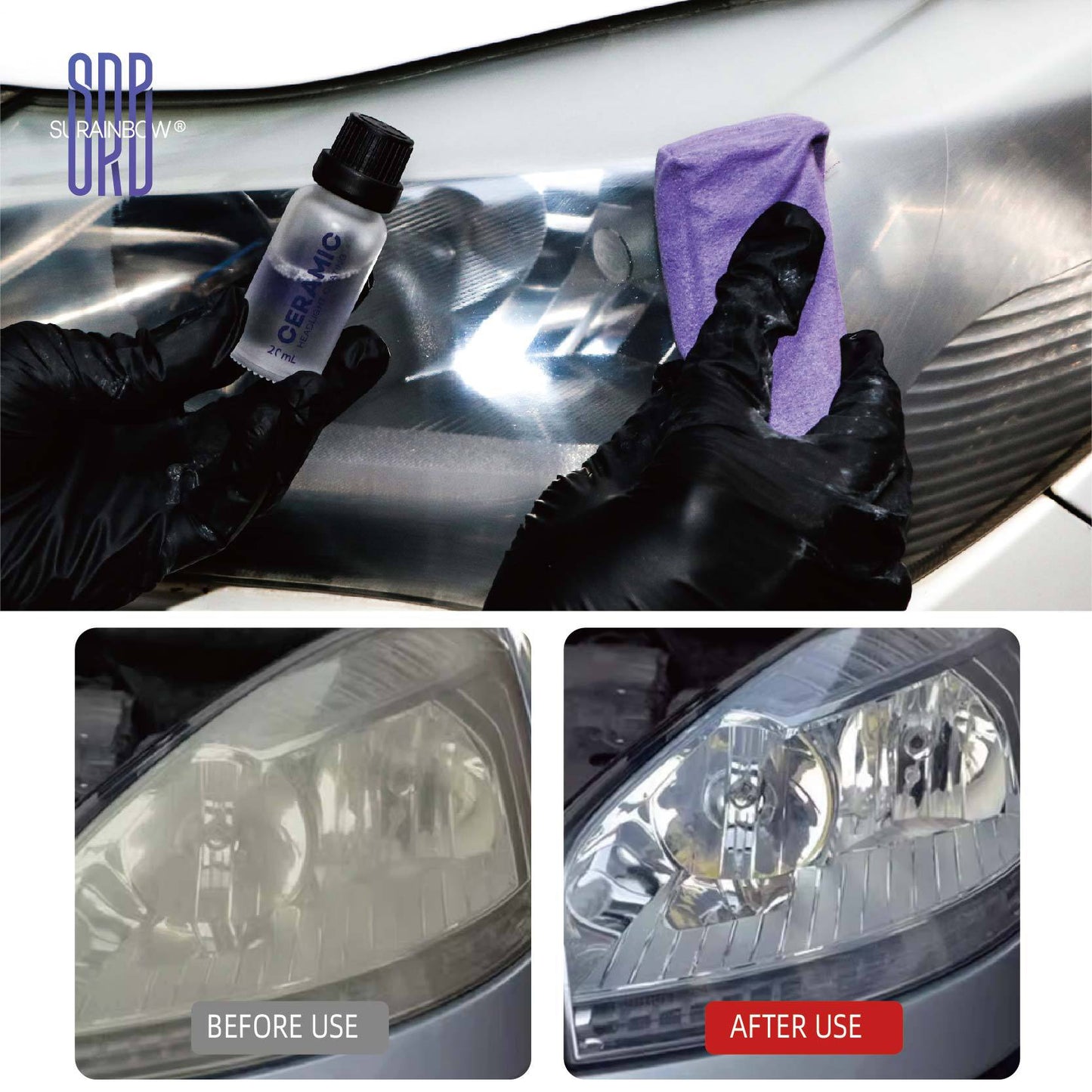 大灯翻新修复液工具套装车灯镀晶涂层修复划痕发黄氧化外壳保养剂