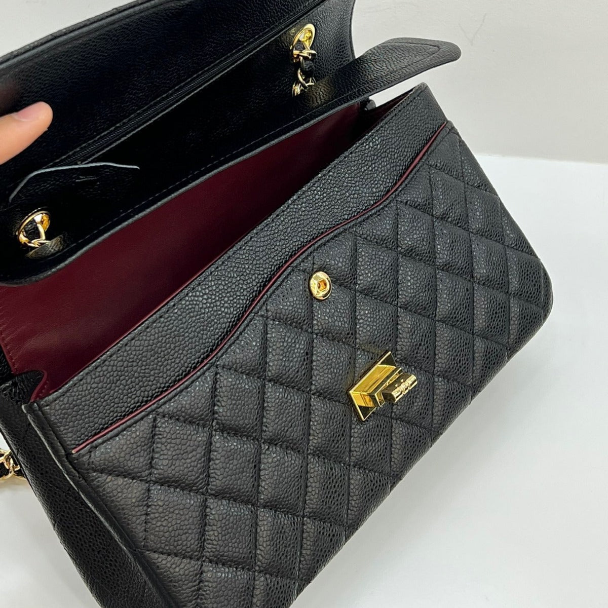 小香风链条包真皮鱼子酱菱格腋下包女新款高级感经典单肩斜挎方包