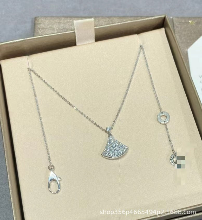 高版本Bao家小扇子项链精工CNC白贝小裙子项链S925银镀18k厚金