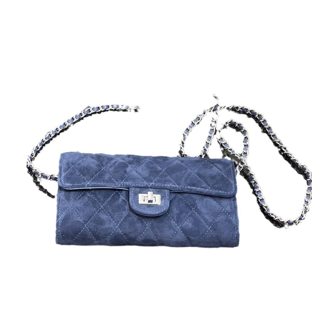 真皮磨砂菱格小香风链条小包包美拉德色百搭斜挎包零钱包手拿包潮