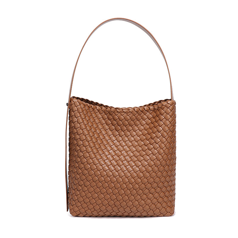 2025秋冬新款大容量水桶包编织女包单肩腋下包韩版潮流子母托特包