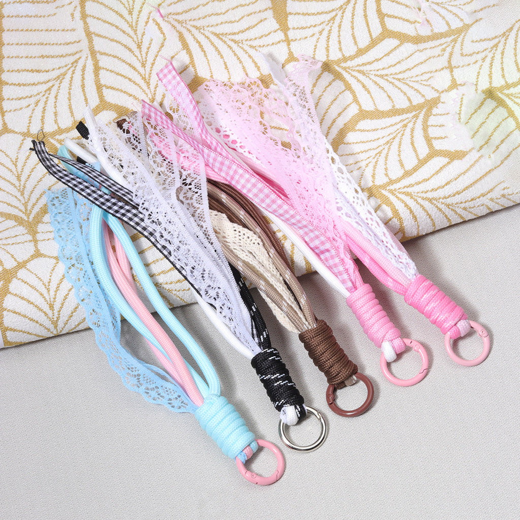 DIY欧美波西米亚风涤纶纯手工编织钥匙扣包包挂件批发跨境亚马逊