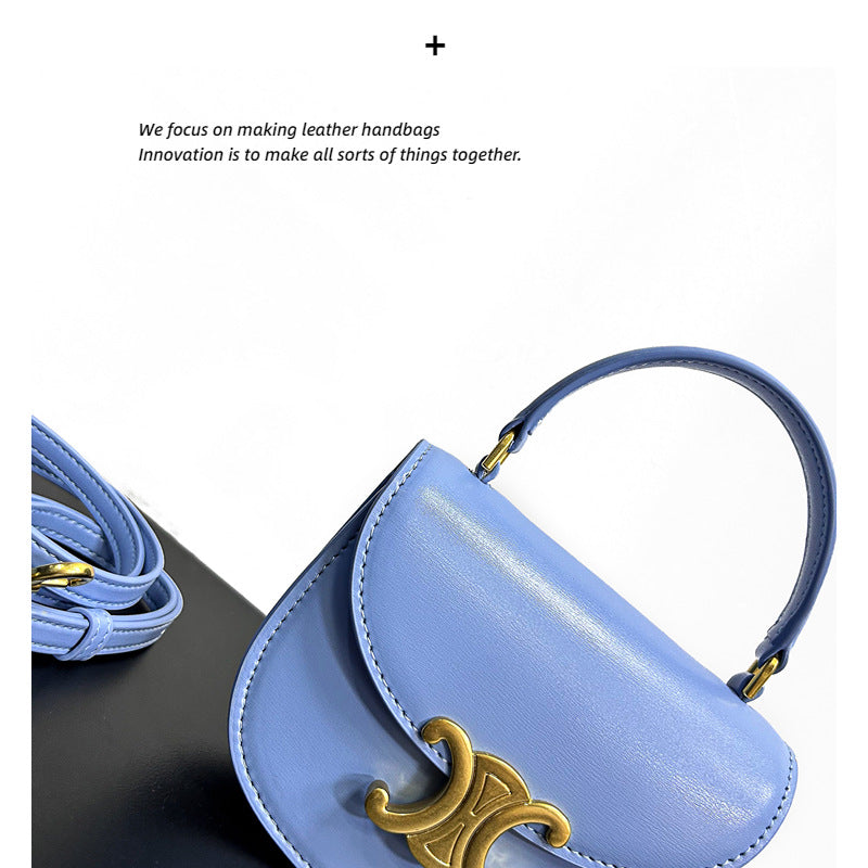 2023新款头层牛皮凯旋门手提包真皮马鞍包时尚百搭单肩斜挎小包包