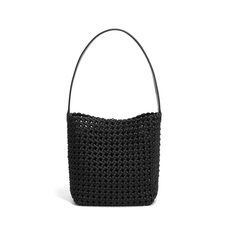 跨境潮流单肩包风车结镂空手拎水桶包高级感大容量女包子母腋下包