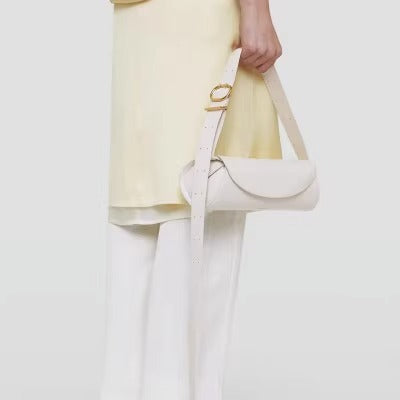 高级感真皮法棍包中古腋下包2023时尚休闲单肩斜挎包牛皮圆筒包潮