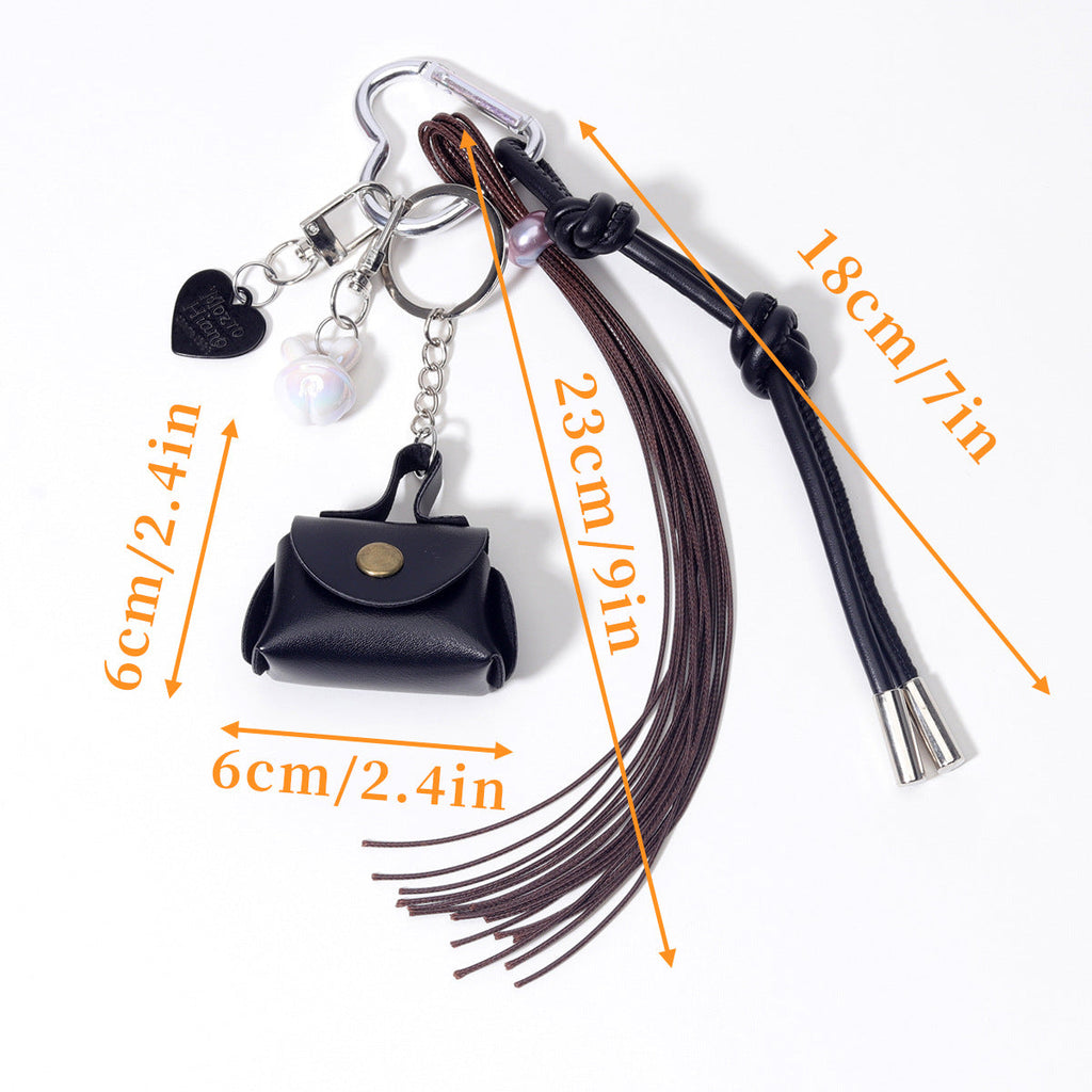 跨境货源PU皮革包包挂件挂饰皮绳编织绳miu系钥匙扣登山扣定制