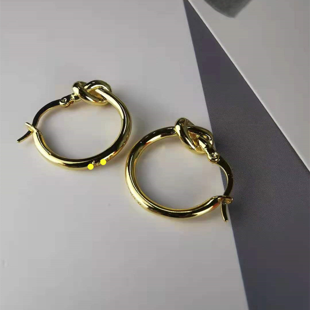 赛家新款celi打结耳环百搭复古简约港风法式耳钉小众设计感耳圈