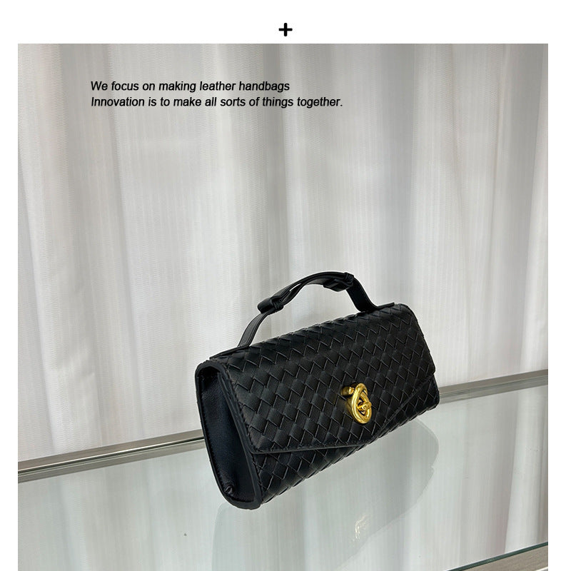 2025春夏新款knotlock牛皮信封包跨境时尚编织包单肩腋下手提包女