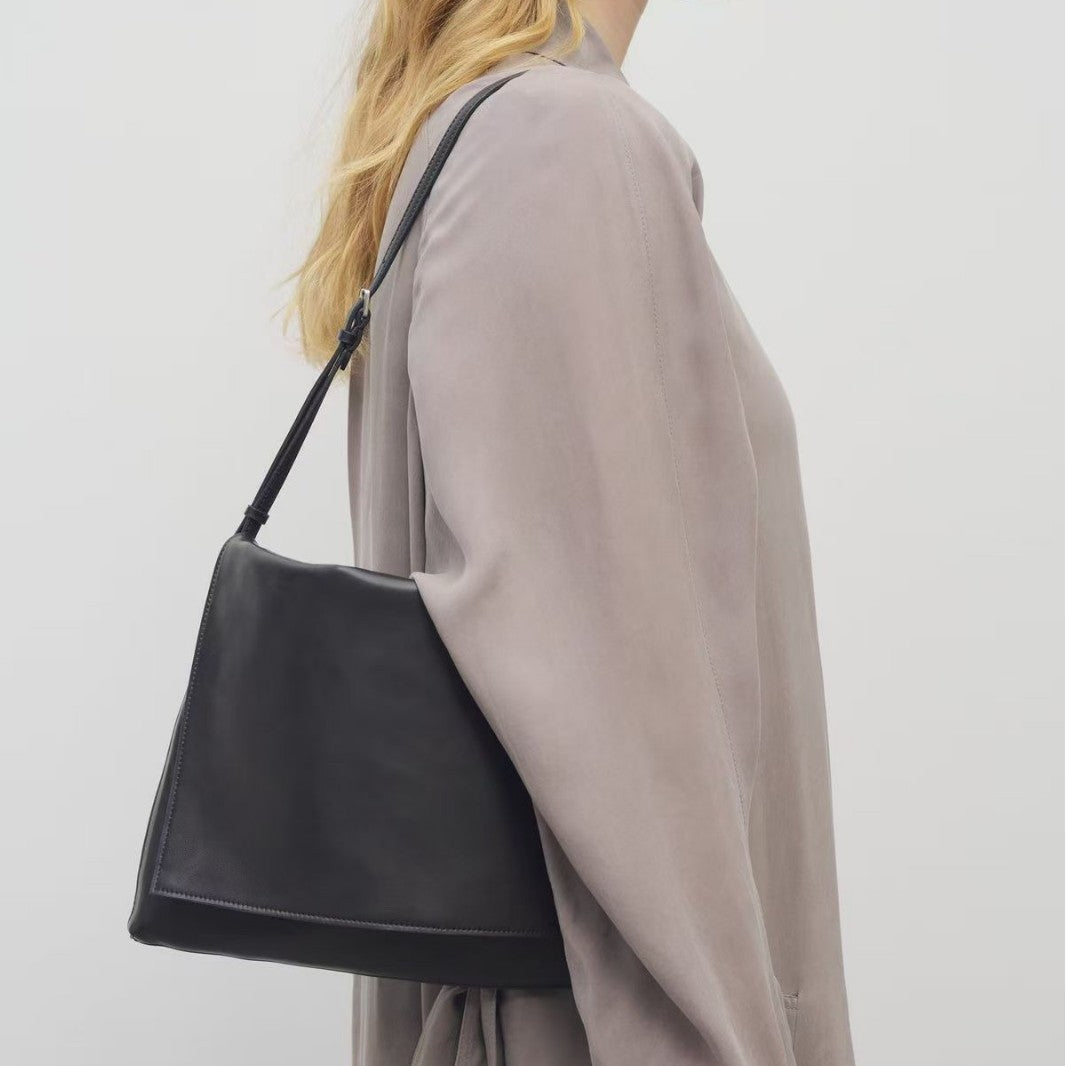 头层植鞣牛皮通勤腋下包单肩斜挎包法棍包秋冬新款复古真皮女包