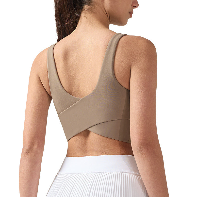 lulu交叉运动内衣女莱卡高弹力防震健身文胸透气速干瑜伽背心bra