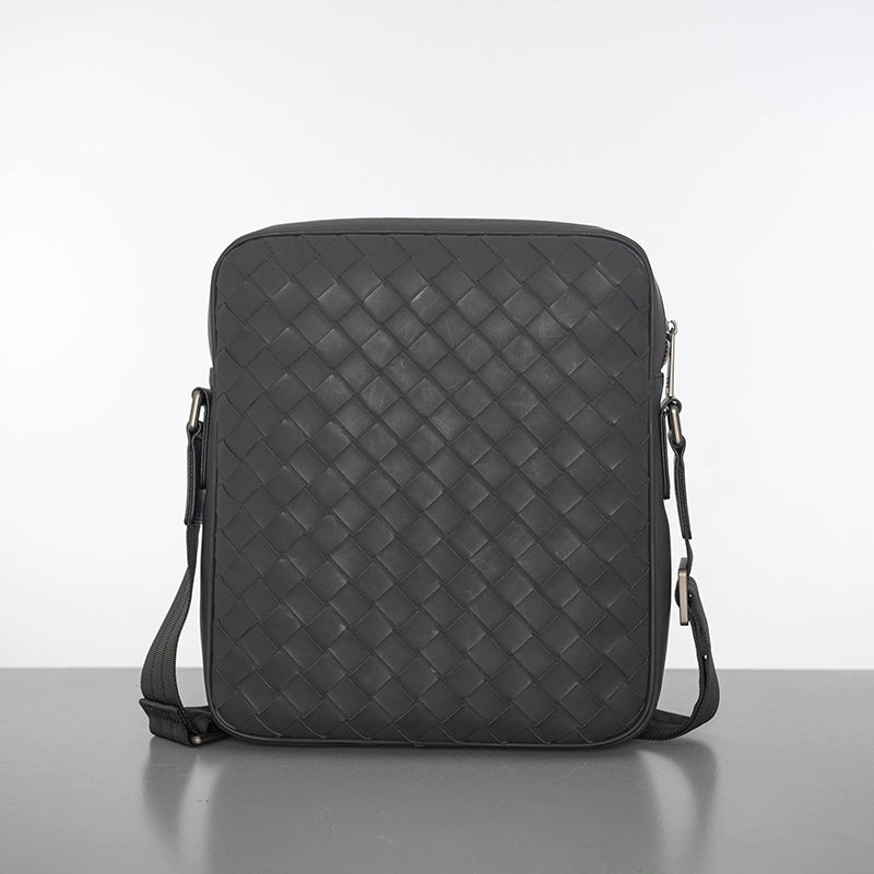 X&BV真皮男包单肩包新款竖款韩版编织商务休闲男士包包斜挎包背包