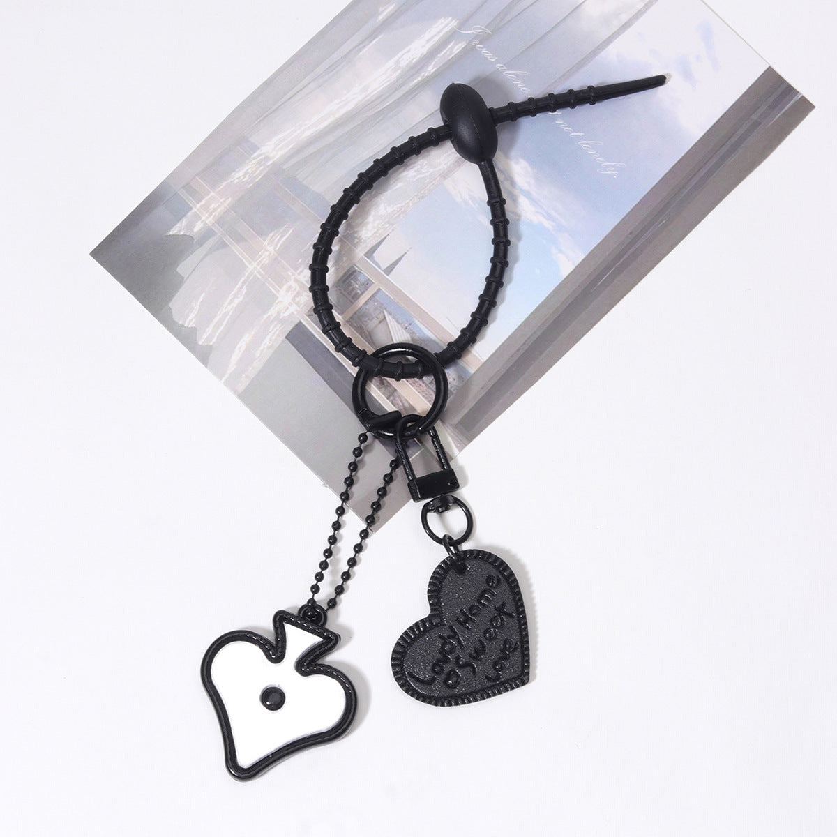 跨境热销磨砂质感亚克力包包挂件杯子挂饰挂件扎带时尚热销桃心