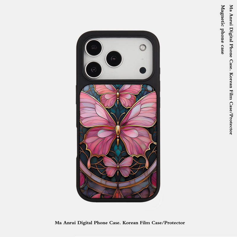 外贸跨境个性蝴蝶适用苹果16pro晶瓷手机壳iPhone17亚克力PC防摔