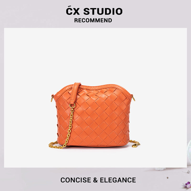 包包女2025新款韩版潮流编织包迷你链条女包女士磁扣单肩包斜跨包