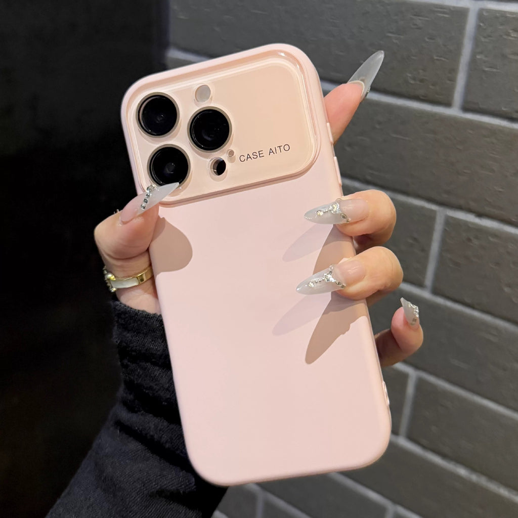 ins风跨境爆款液态大视窗苹果17Promax手机壳纯色iPhone16软硅胶