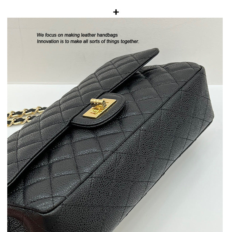 小香风链条包真皮鱼子酱菱格腋下包女新款高级感经典单肩斜挎方包