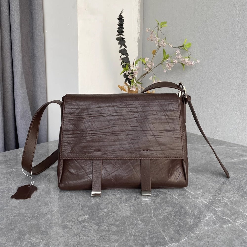 进口头层牛皮外贸出口时尚复古个性手抓纹树木纹休闲邮差包代批发