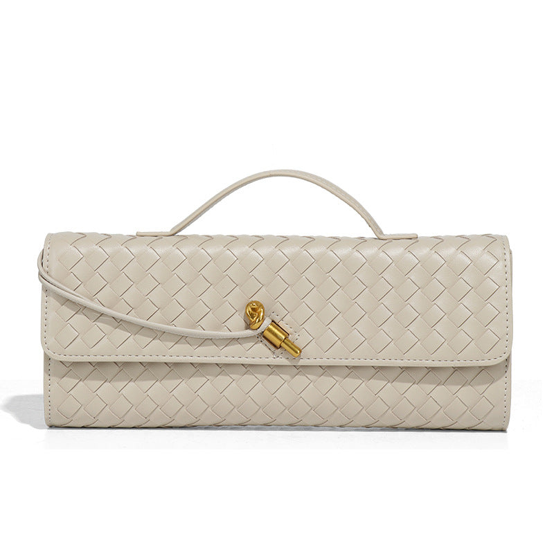 小众高级感编织单肩法棍包时尚精致横款手拿晚宴包百搭女士斜跨包