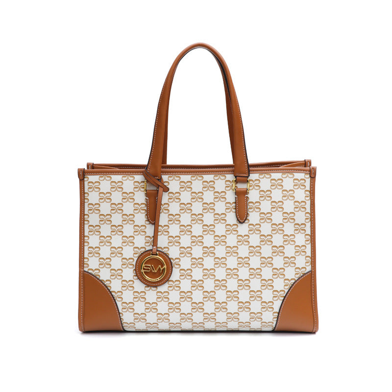 跨境商务通勤托特包百搭大容量潮流手提包女士气质老花单肩腋下包