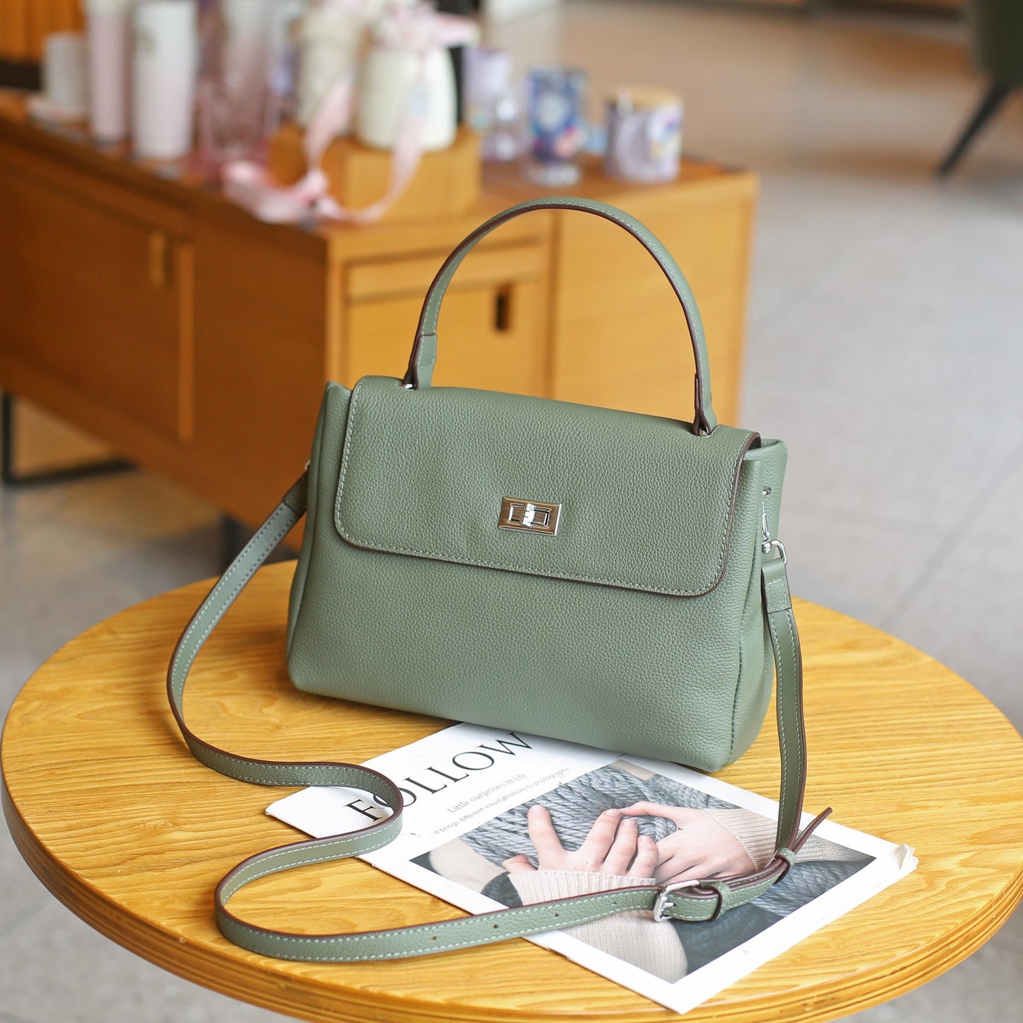 头层togo牛皮手提包通勤百搭单肩包女包时尚小众配双肩带无痕代发