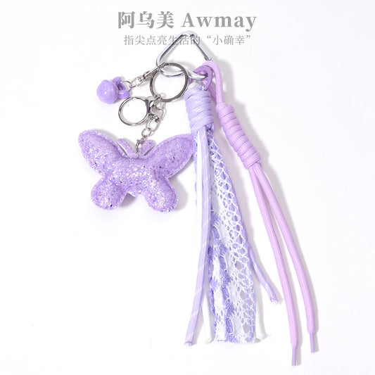 量大价优跨境热销闪粉蝴蝶兔子小铃铛包包挂件挂饰钥匙扣挂杯子挂